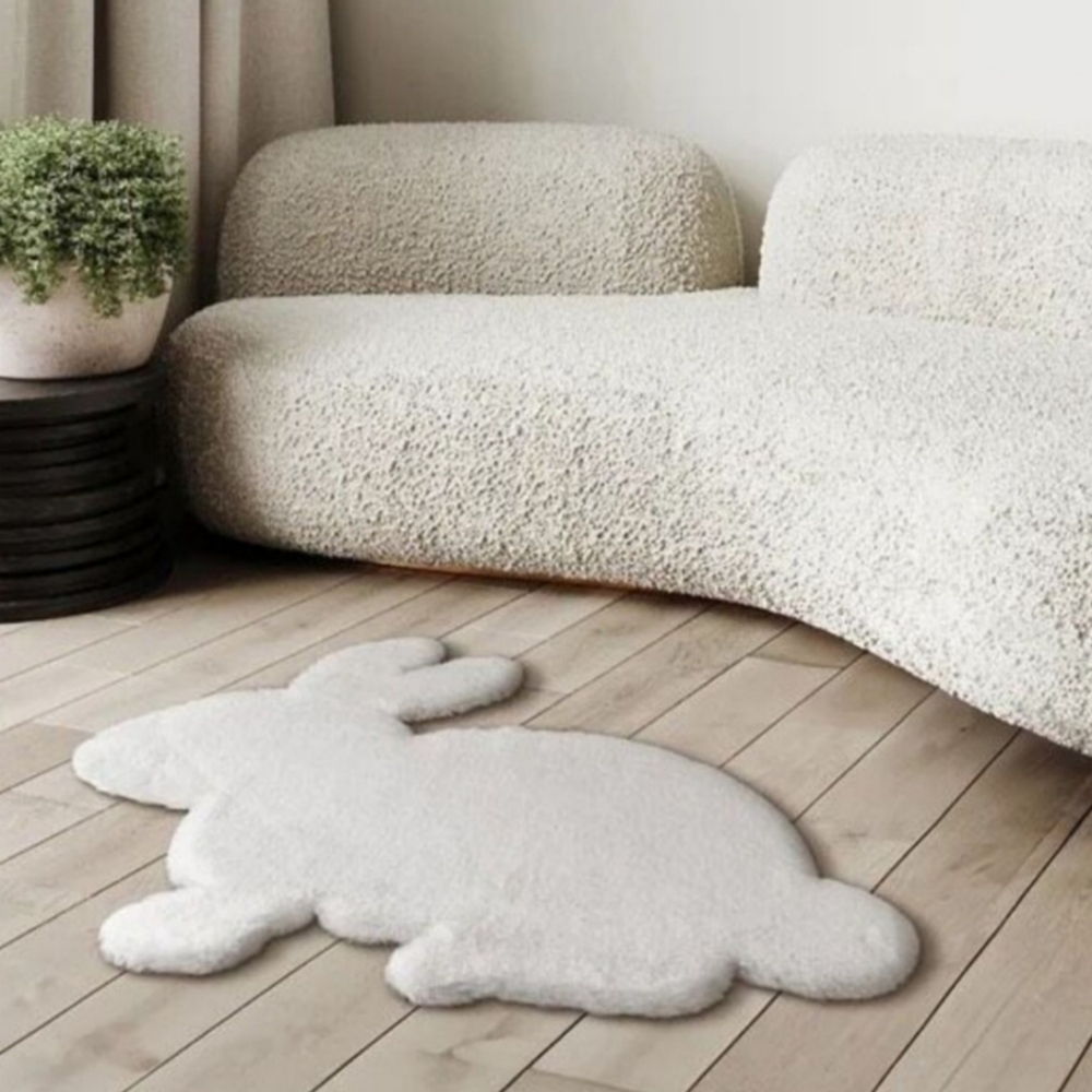 Mon Chateau Faux Fur Shaped Rug, bunny,  nwt